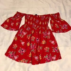 Forever 21 Red Floral Pattern Dress size S NWT